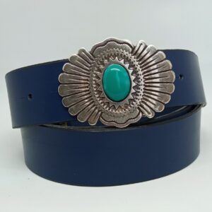 Cinturón azul con hebilla Corona Turquesa - Añil Constantina