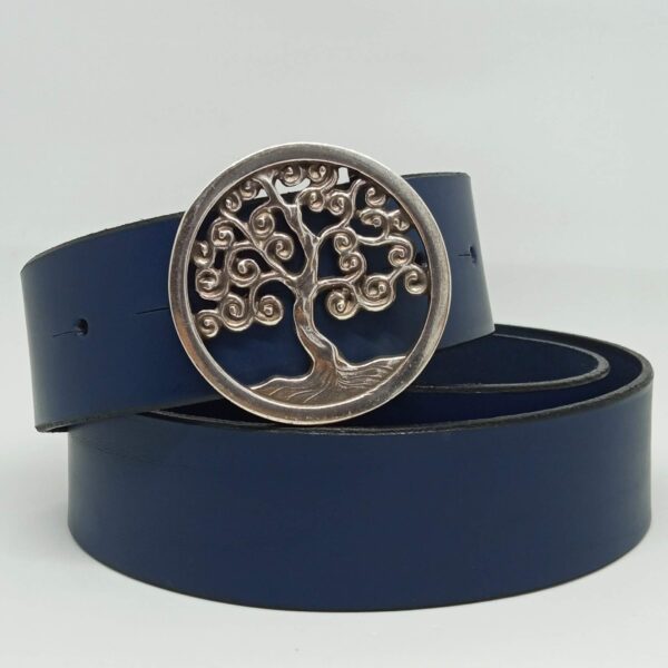 Cinturón azul con chapón árbol - Añil Constantina
