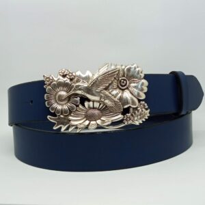 Cinturón azul con chapón colibrí - Añil Constantina