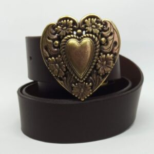Cinturón chocolate con chapón corazón - Añil Constantina