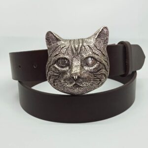 Cinturón chocolate con chapón gato - Añil Constantina