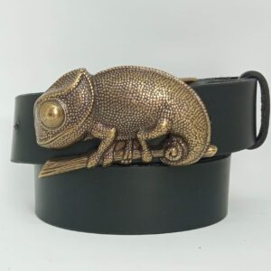 Cinturón negro con chapón camaleón - Añil Constantina